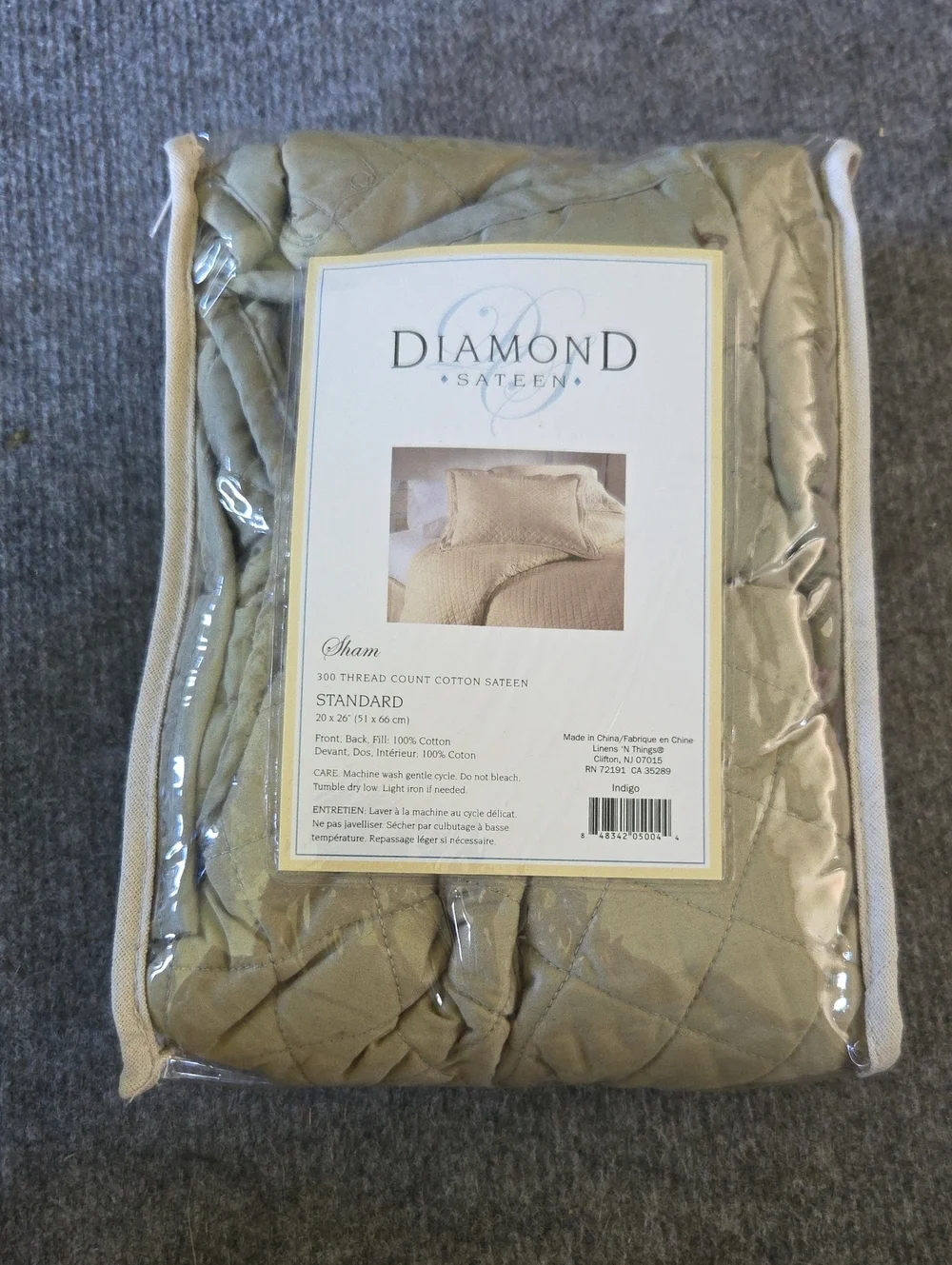Diamond Sateen Quilted Sham - Sage Green
